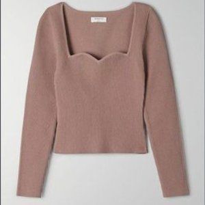 Aritzia Babaton Sculpt Knit Longsleeve Sweater Dusty Mauve